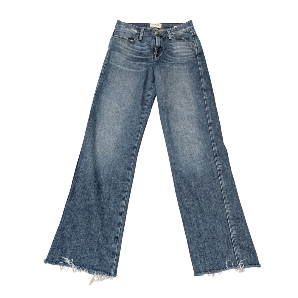 FRAME‎ Jeans Womens 26 Blue Le High Straight Raw Hem High Rise Medium Wash Denim